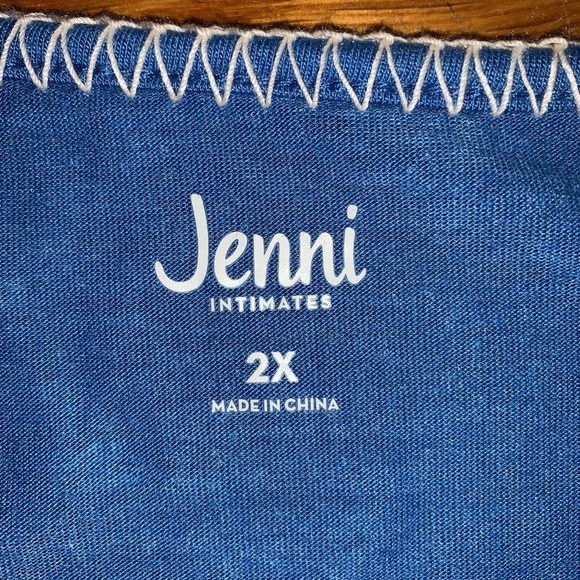 NWT Jenni intimates plus size 2X blue white stitch sleeveless top - Picture 4 of 7